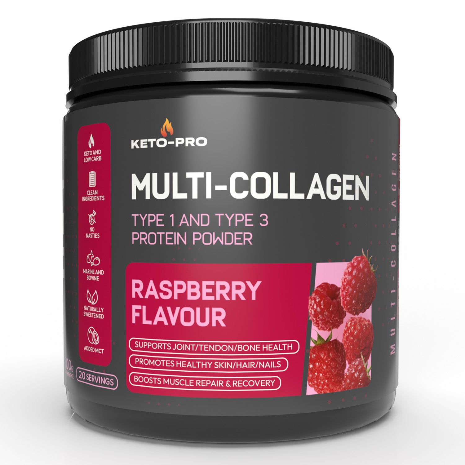 Raspberry Keto Multi-Collagen Type 1 and Type 3