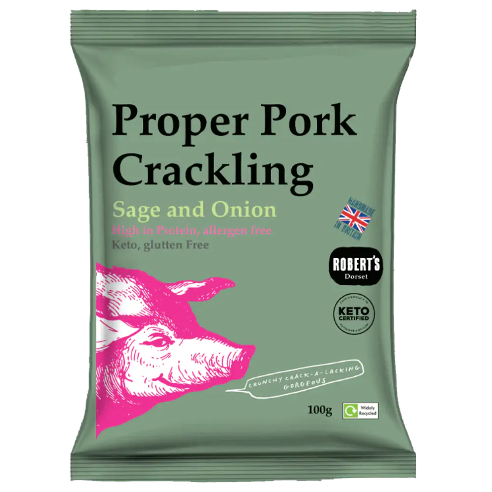 Pork Crackling 100g - Sage & Onion