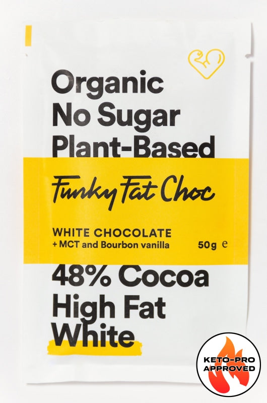 Funky Fat Choc White + Bourbon Vanilla Keto Cacao Foods White Chocolate