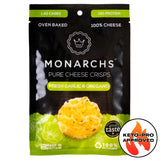 Monarchs Pure Cheese Crisps, Fresh Garlic & Oregano 32g.